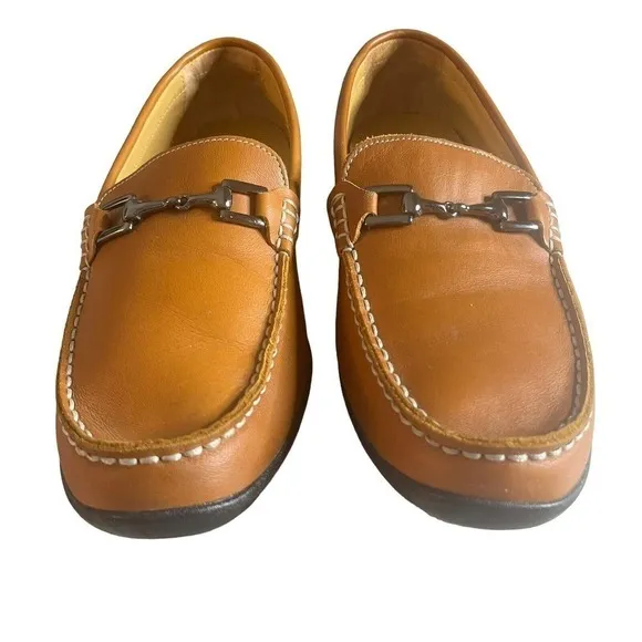 FJ Footjoy Men's Size 9 Driving Loafers Shoes Casual Tan Leather Horse Bit