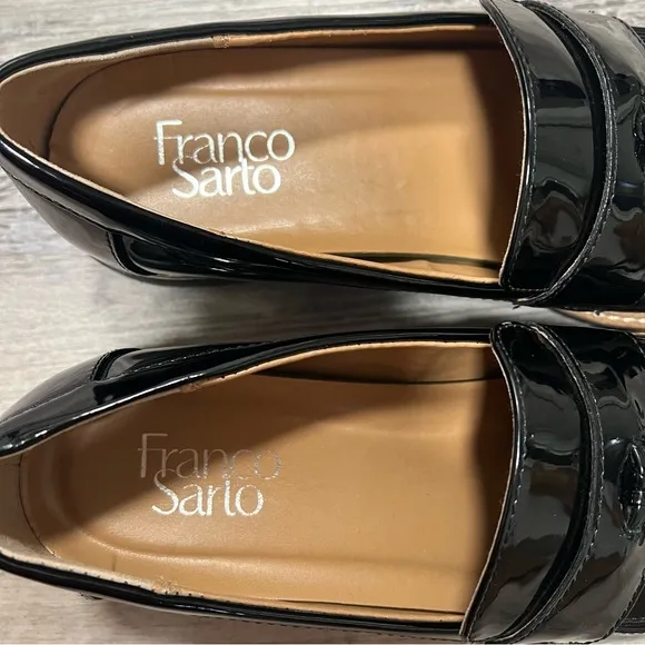 Franco Sarto Black Tassel Loafers Carney Slip On Lug Sole Size 9.5