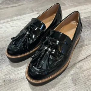 Franco Sarto Black Tassel Loafers Carney Slip On Lug Sole Size 9.5