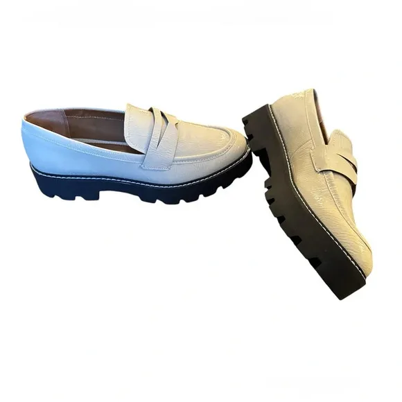 Franco Sarto Women’s Balin Lug Sole Penny Loafers in putty white - size 10