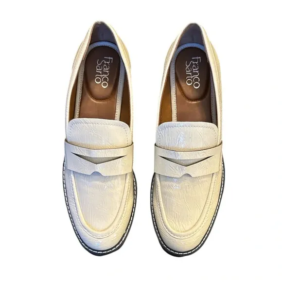 Franco Sarto Women’s Balin Lug Sole Penny Loafers in putty white - size 10