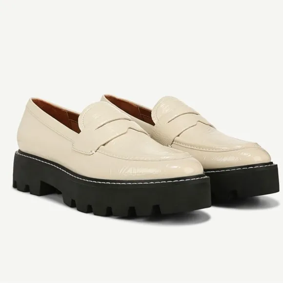 Franco Sarto Women’s Balin Lug Sole Penny Loafers in putty white - size 10