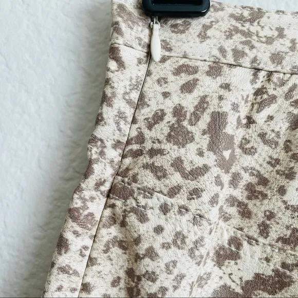 Free People Animal Print Faux Leather Mini Skirt