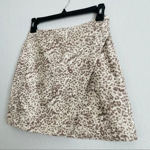 Free People Animal Print Faux Leather Mini Skirt