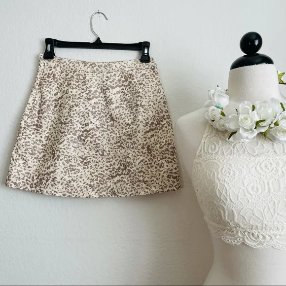 Free People Animal Print Faux Leather Mini Skirt