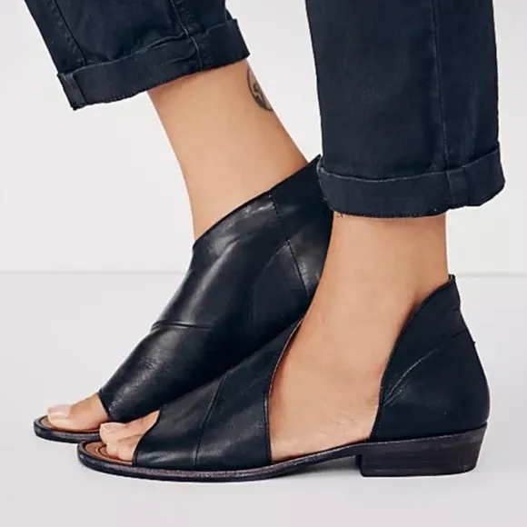 Free People cut out leather sandals flats