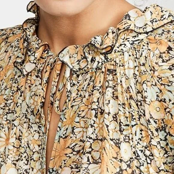 Free People-Feeling Groovie Long Sleeve Floral Maxi Dress Black Cambo Size M NWT