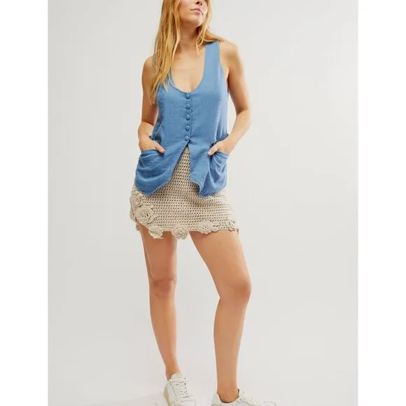 FREE PEOPLE Flora Crochet Mini Skirt / Natural