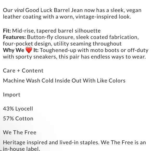 Free People | Good Luck Coated Jeans NWT
