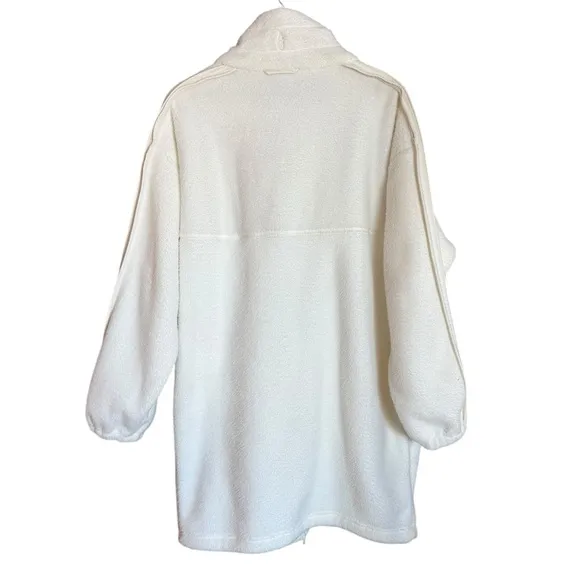 Free People Movement  Glacier Fleece Front Zip &amp; Snap Longline Jacket in Ivory L