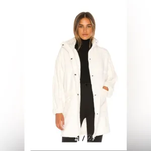 Free People Movement  Glacier Fleece Front Zip &amp; Snap Longline Jacket in Ivory L