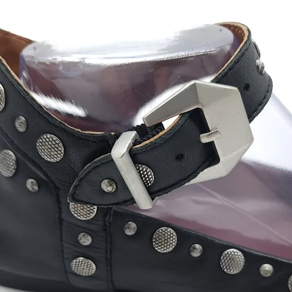 Free People Mystic Mary Jane Black Leather Flats Size 8.5 Retro 90s Y2K