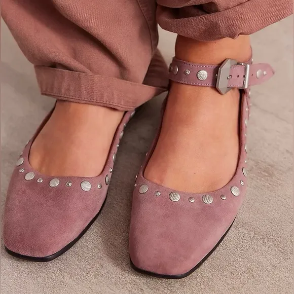 Free People / Mystic Mary Jane Flats / Boho Studded Shoes