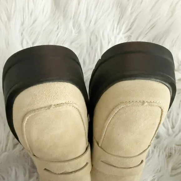 FREE PEOPLE | Nico Platform Loafer Leather Taupe Chunky Wedge | Size 40 (US 10)