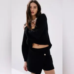 Free People Primavera Skort Sweater Set in Black XS NWT