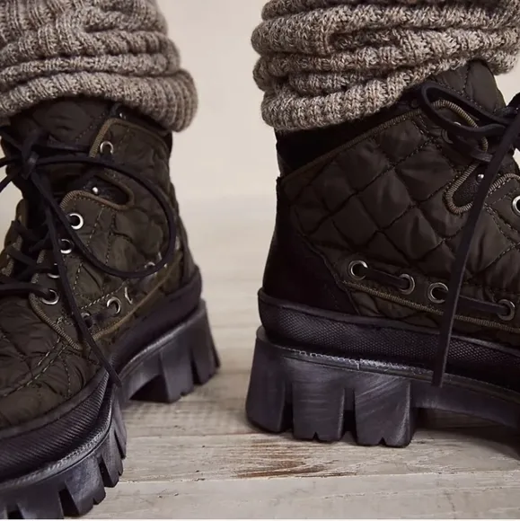 Free People Quilted Dawn Hiker Boots Platformed Women's 8.5