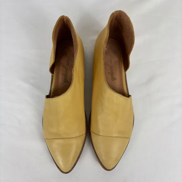 Free People Royale Leather Flats Slip On D'orsay Comfort Booties Tan Size 8