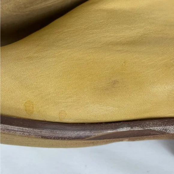 Free People Royale Leather Flats Slip On D'orsay Comfort Booties Tan Size 8