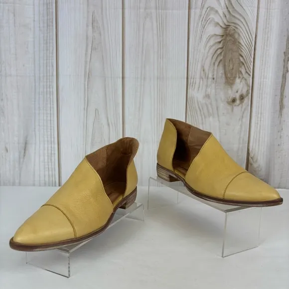 Free People Royale Leather Flats Slip On D'orsay Comfort Booties Tan Size 8