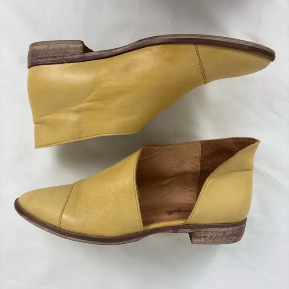 Free People Royale Leather Flats Slip On D'orsay Comfort Booties Tan Size 8