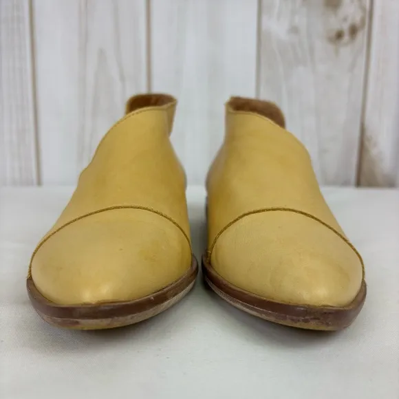 Free People Royale Leather Flats Slip On D'orsay Comfort Booties Tan Size 8