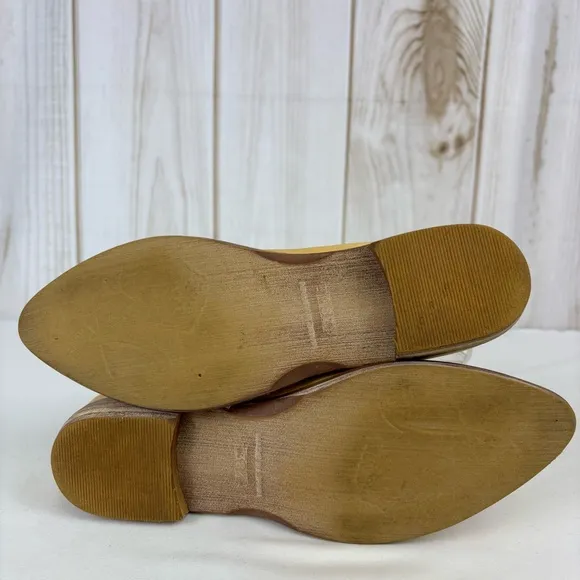 Free People Royale Leather Flats Slip On D'orsay Comfort Booties Tan Size 8