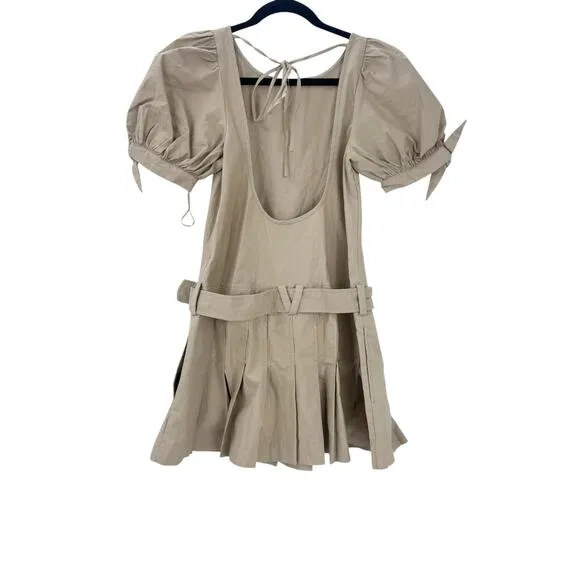 Free People Sevi Mini Dress Puff Sleeve Editorialist In French Oak Size S NWOT