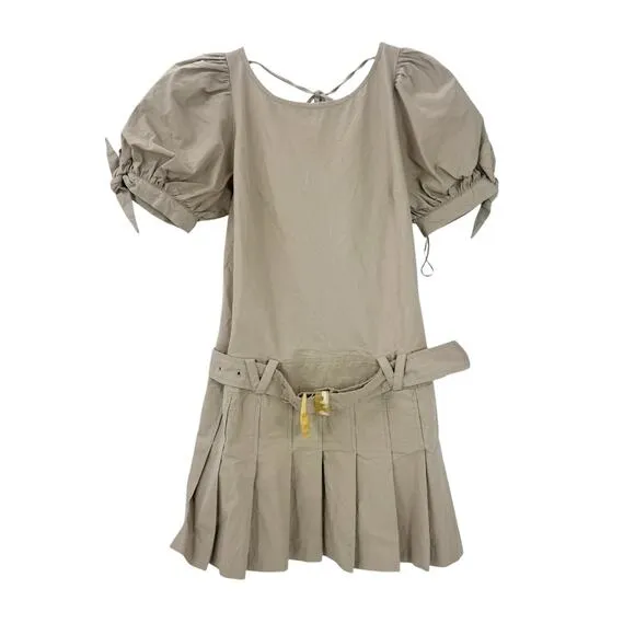 Free People Sevi Mini Dress Puff Sleeve Editorialist In French Oak Size S NWOT