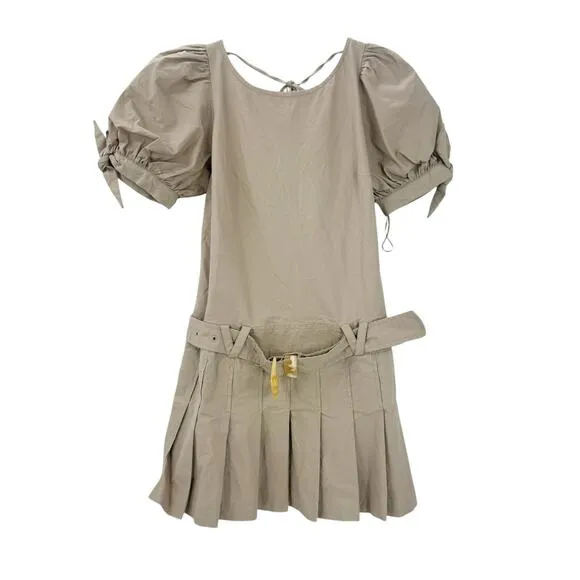 Free People Sevi Mini Dress Puff Sleeve Editorialist In French Oak Size S NWOT