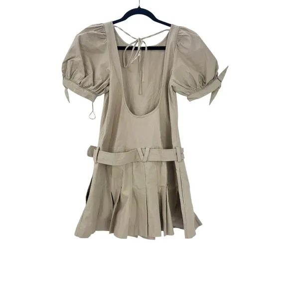 Free People Sevi Mini Dress Puff Sleeve Editorialist In French Oak Size S NWOT