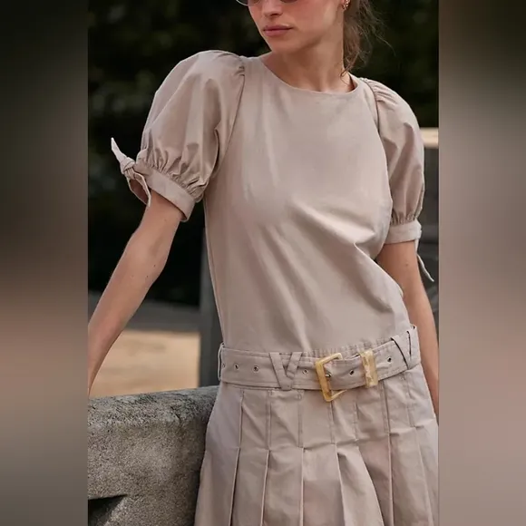 Free People SEVI Mini Pleats Dress In French Oak Sz M, XL