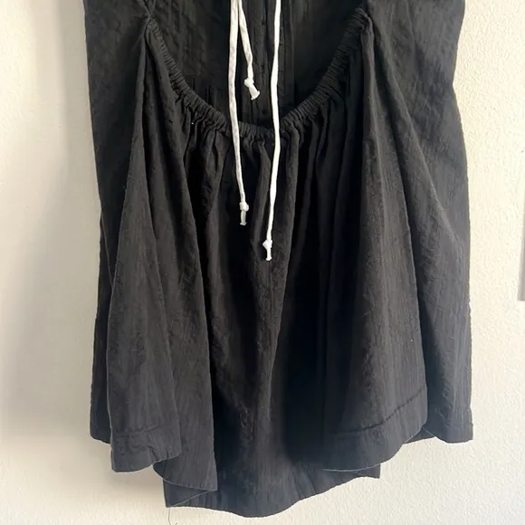Free People Tate Tunic Black Mini Dress Open Back Lace Up NWOT