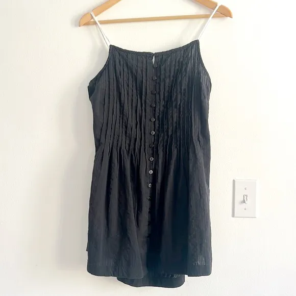 Free People Tate Tunic Black Mini Dress Open Back Lace Up NWOT