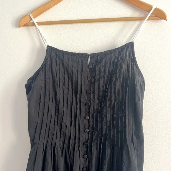Free People Tate Tunic Black Mini Dress Open Back Lace Up NWOT