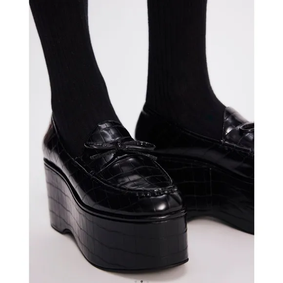 Free People x Jeffrey Campbell Black Platform loafers with Chunky Sole size 9.5