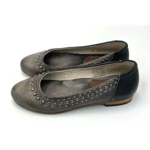 Freebird Women's Blossom Leather Studded‎ Flats Gunmetal Grey Size 6