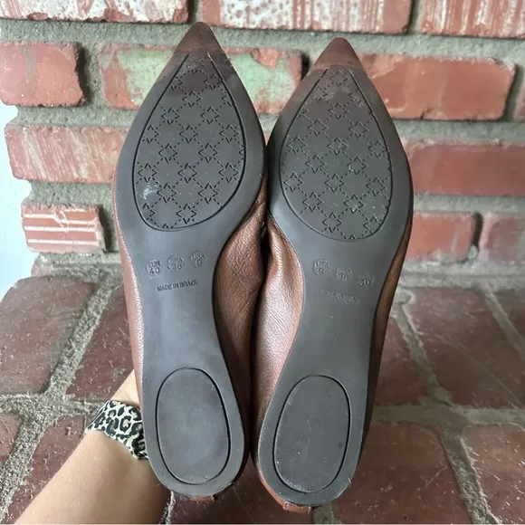 French Sole FS/NY Yala Leather Pointed Toe Loafers in Brown Sz 9