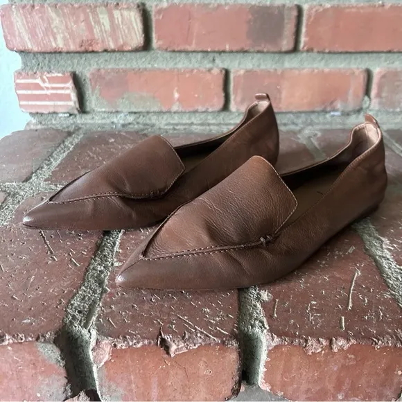 French Sole FS/NY Yala Leather Pointed Toe Loafers in Brown Sz 9