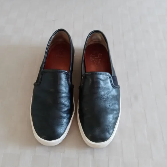 Frye Dylan Black Leather Slip On Sneakers