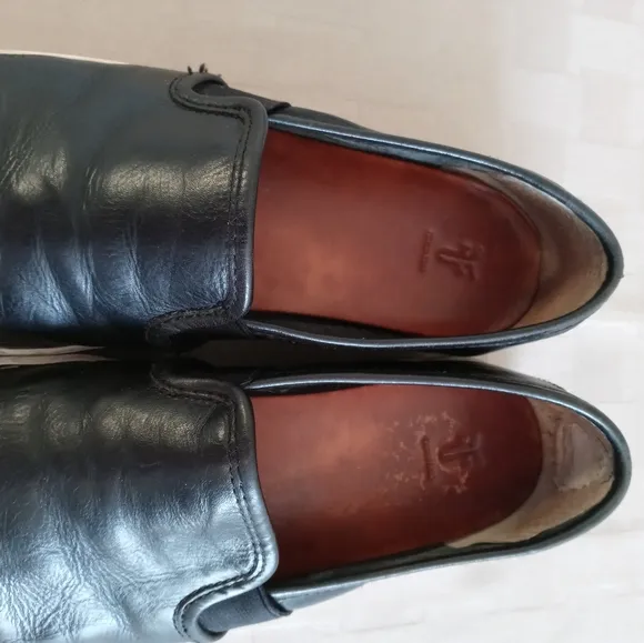 Frye Dylan Black Leather Slip On Sneakers