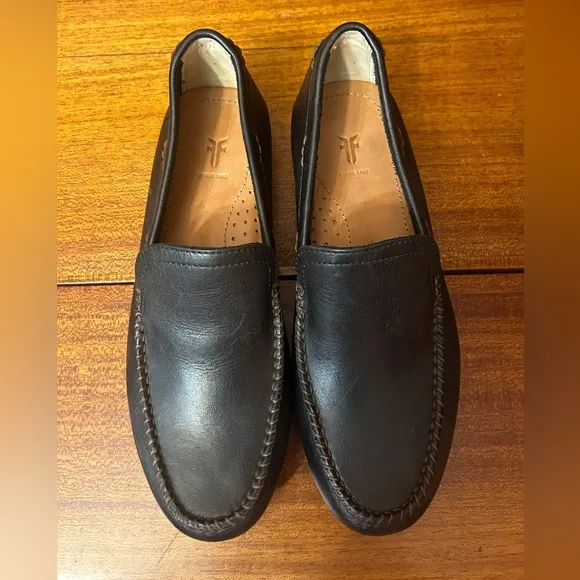 FRYE LEWIS VENETIAN Mens Loafers Size 7.5 Black NWOT