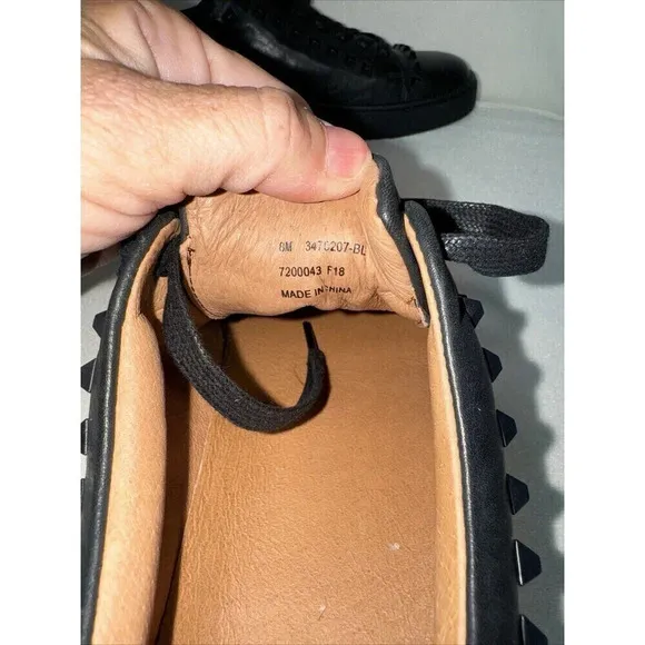 Frye Women’s Ivy Deco Stud Black Leather Lace-Up Sneaker Shoes Size 8 3470529