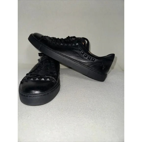 Frye Women’s Ivy Deco Stud Black Leather Lace-Up Sneaker Shoes Size 8 3470529