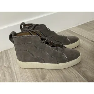 FRYE Womens Webster Zip High Fashion Sneakers Elephant Nubuck Size 6M US