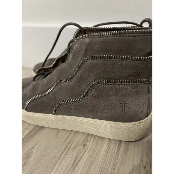FRYE Womens Webster Zip High Fashion Sneakers Elephant Nubuck Size 6M US