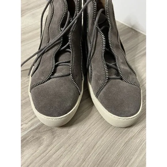 FRYE Womens Webster Zip High Fashion Sneakers Elephant Nubuck Size 6M US