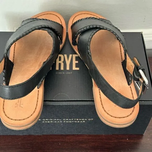 💥Frye leather feather criss cross sandal  in black size 7,5 and 6,5