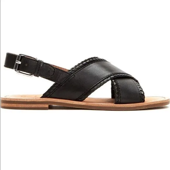 💥Frye leather feather criss cross sandal  in black size 7,5 and 6,5