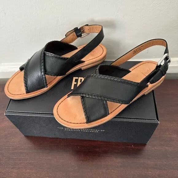 💥Frye leather feather criss cross sandal  in black size 7,5 and 6,5