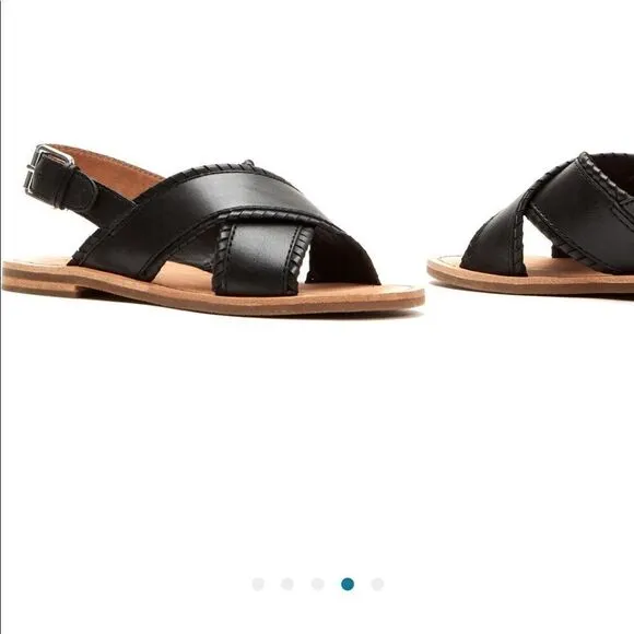 💥Frye leather feather criss cross sandal  in black size 7,5 and 6,5
